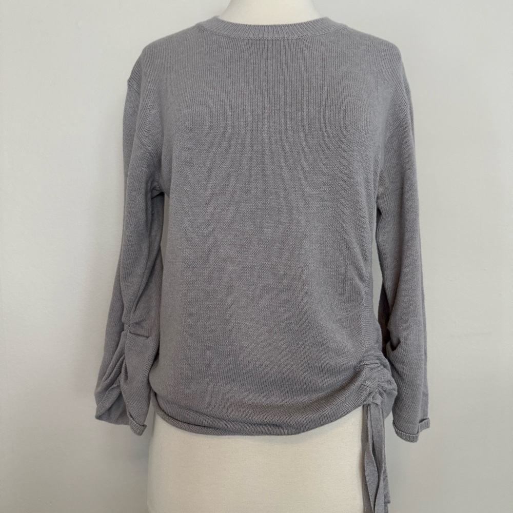 Brochu Walker Cotton Cashmere Sweater | Light Gray | Ruched Detail | S